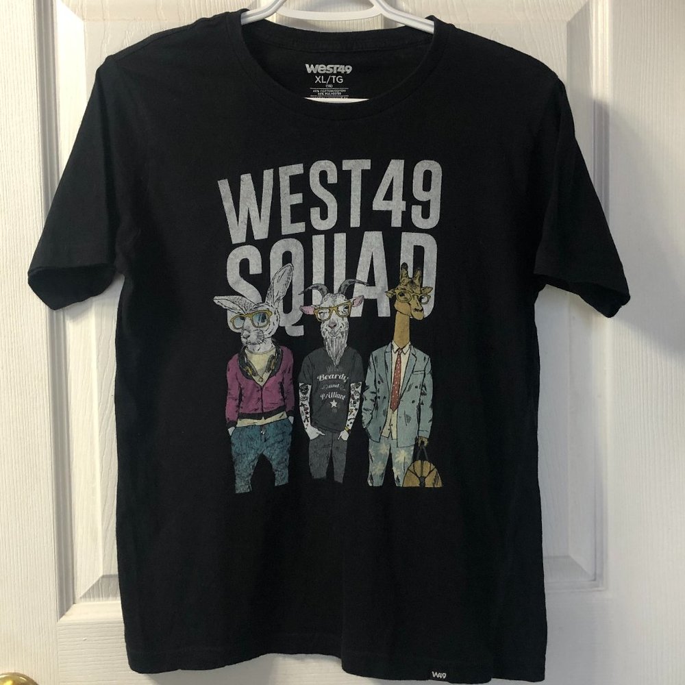 Boys' West 49 Squad hipster animal graphic tee, black, size XL 16 - Picture 2 of 6
